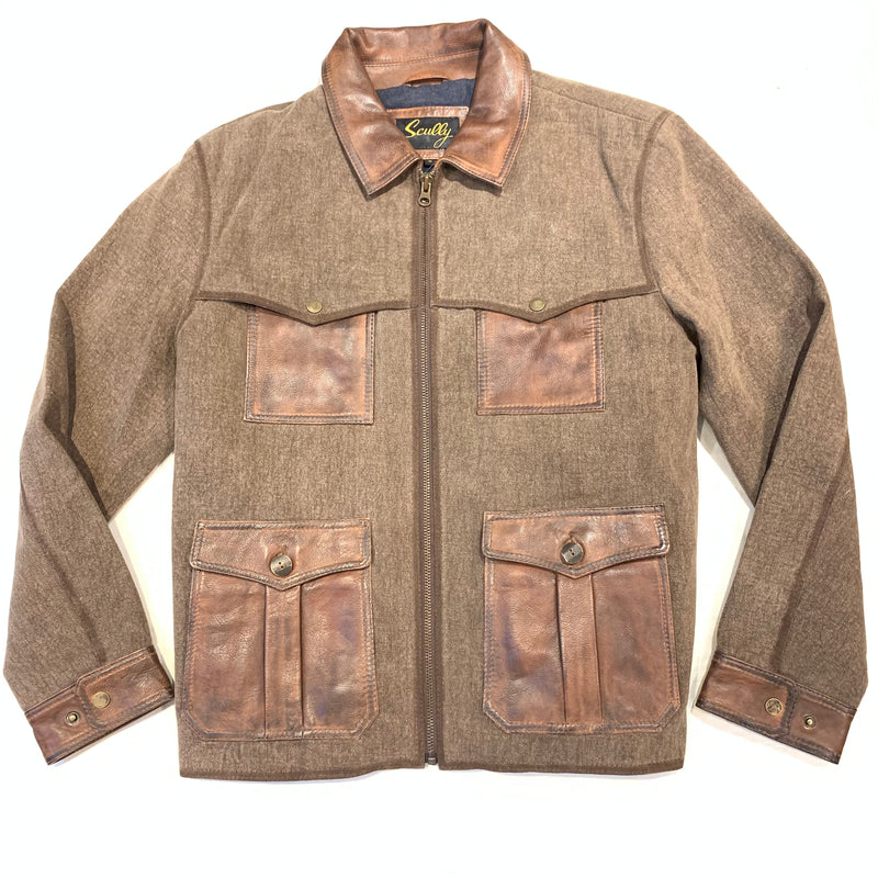 Scully Men's Antique Brown Leather Pocket Jacket - Dudes Boutique