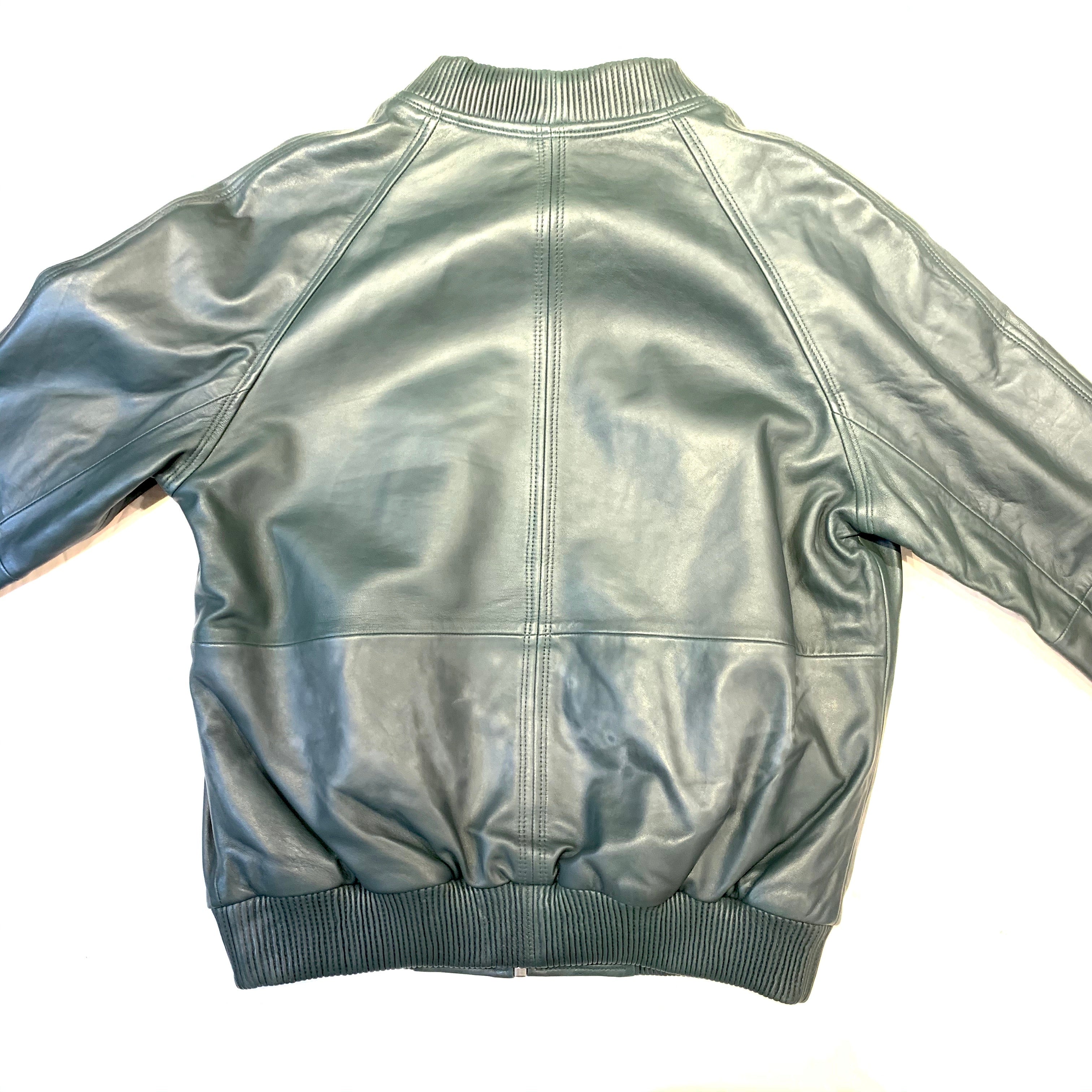 Kashani Forest Green Naked Lambskin Bomber Jacket - Dudes Boutique