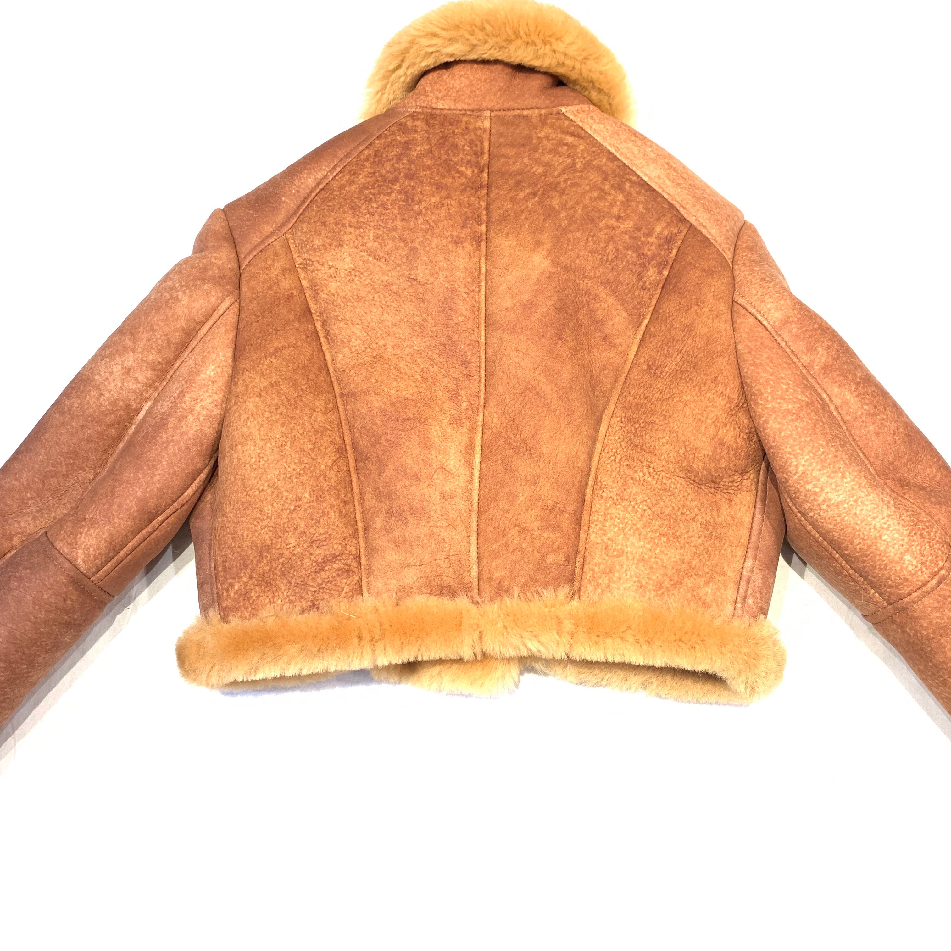 Kashani Ladies Whisky Cropped Shearling Biker Jacket - Dudes Boutique