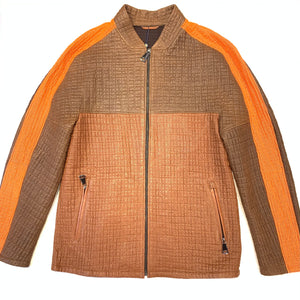 Barya NewYork Brown Orange 3-tone Perforated Lambskin Jacket - Dudes Boutique