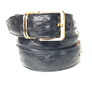 Kashani Black Ostrich Quill Exotic Skin Belt - Dudes Boutique