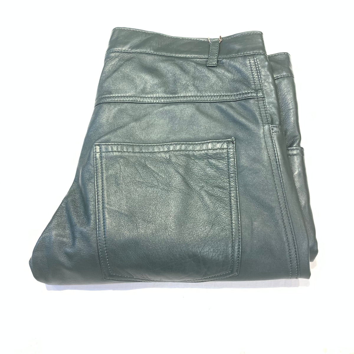 Kashani Men's Olive Green Lambskin Straight Cut Leather Pants - Dudes Boutique