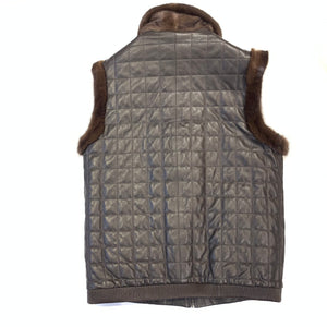 Barya NewYork Brown Mink/ Quilted Lambskin Vest - Dudes Boutique