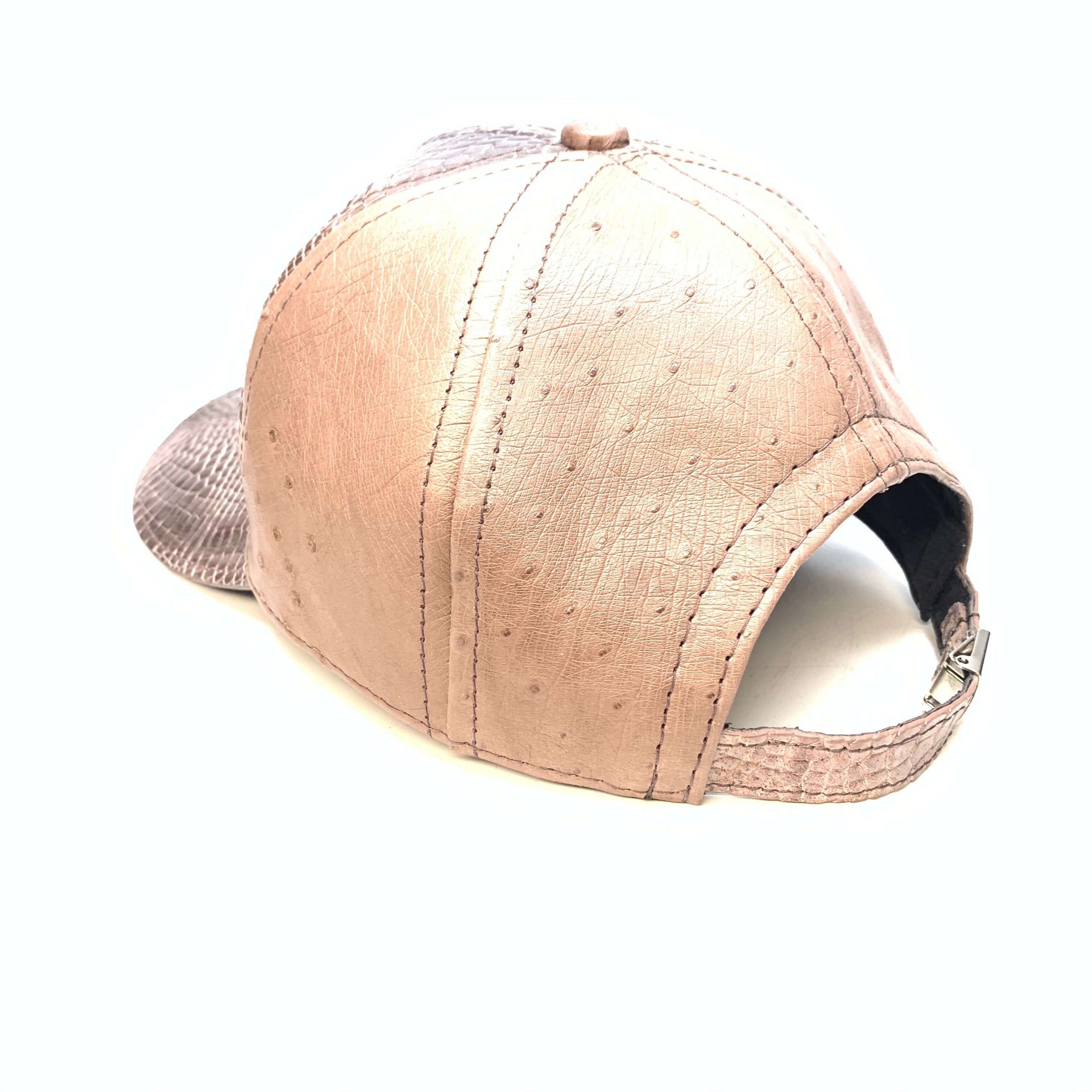 Kashani Chocolate Brown Alligator & Ostrich Quill StrapBack Hat - Dudes Boutique