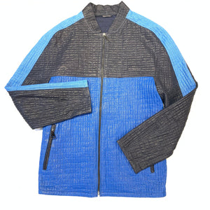 Barya NewYork Blue 3-tone Perforated Lambskin Jacket - Dudes Boutique