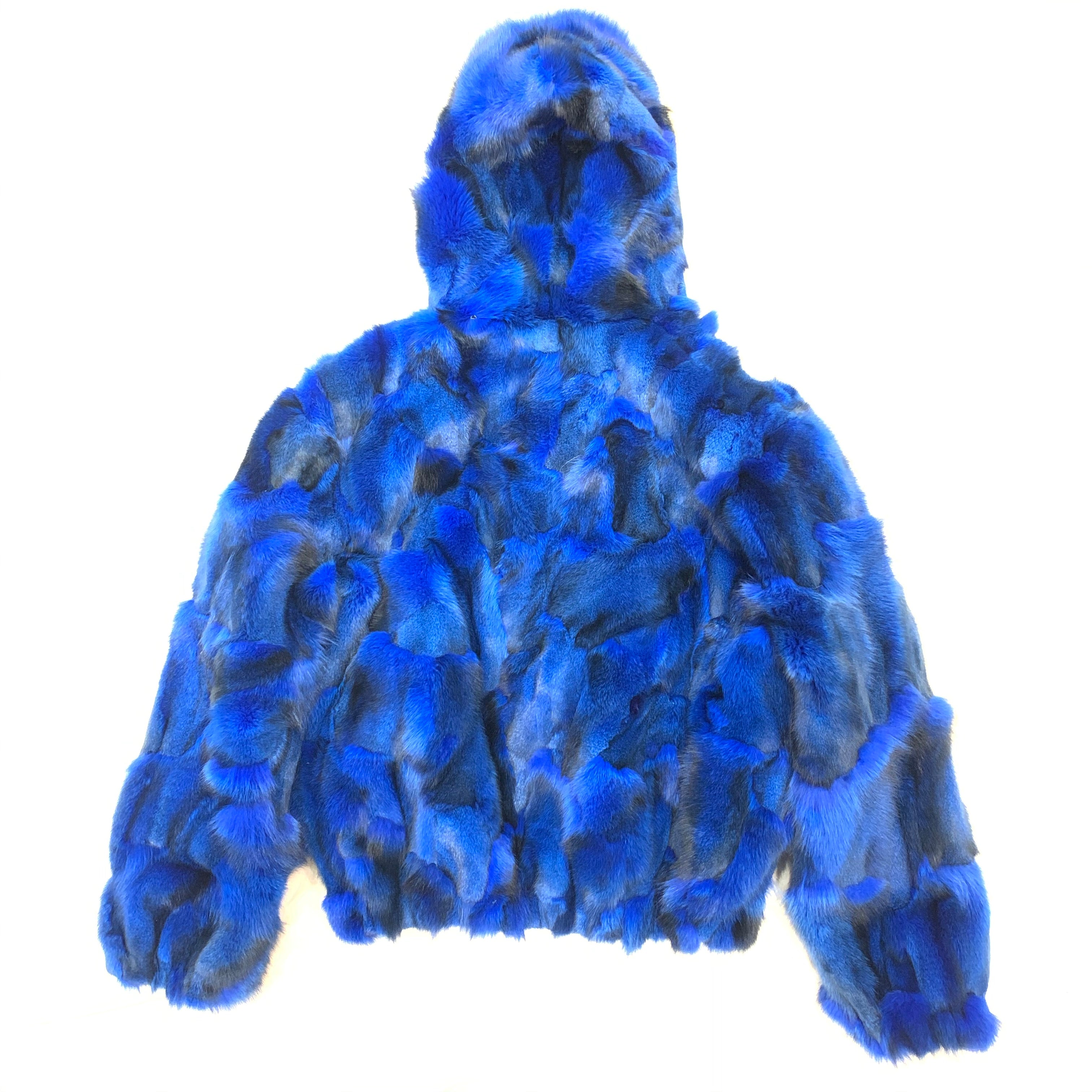 Kashani Women's Royal Blue Fox Fox Hooded Bomber Coat - Dudes Boutique