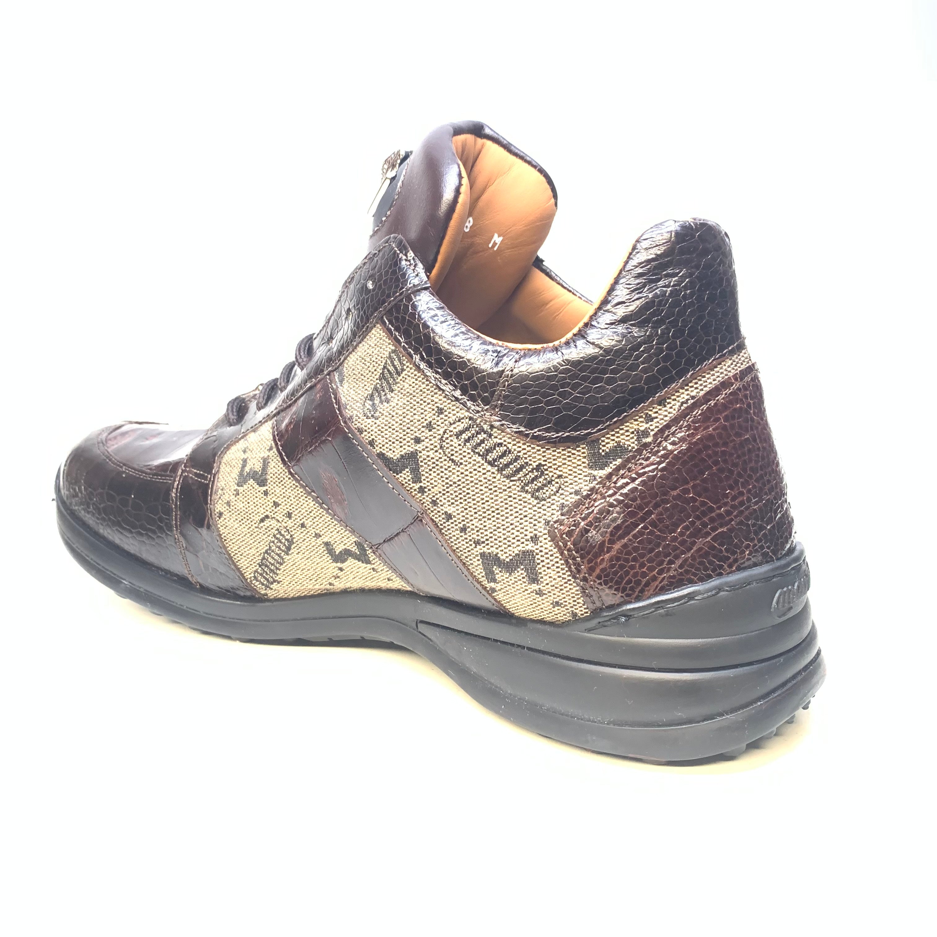 Mauri Men's '8425' Rust Brown Baby Crocodile/ Ostrich Leg Sneakers
