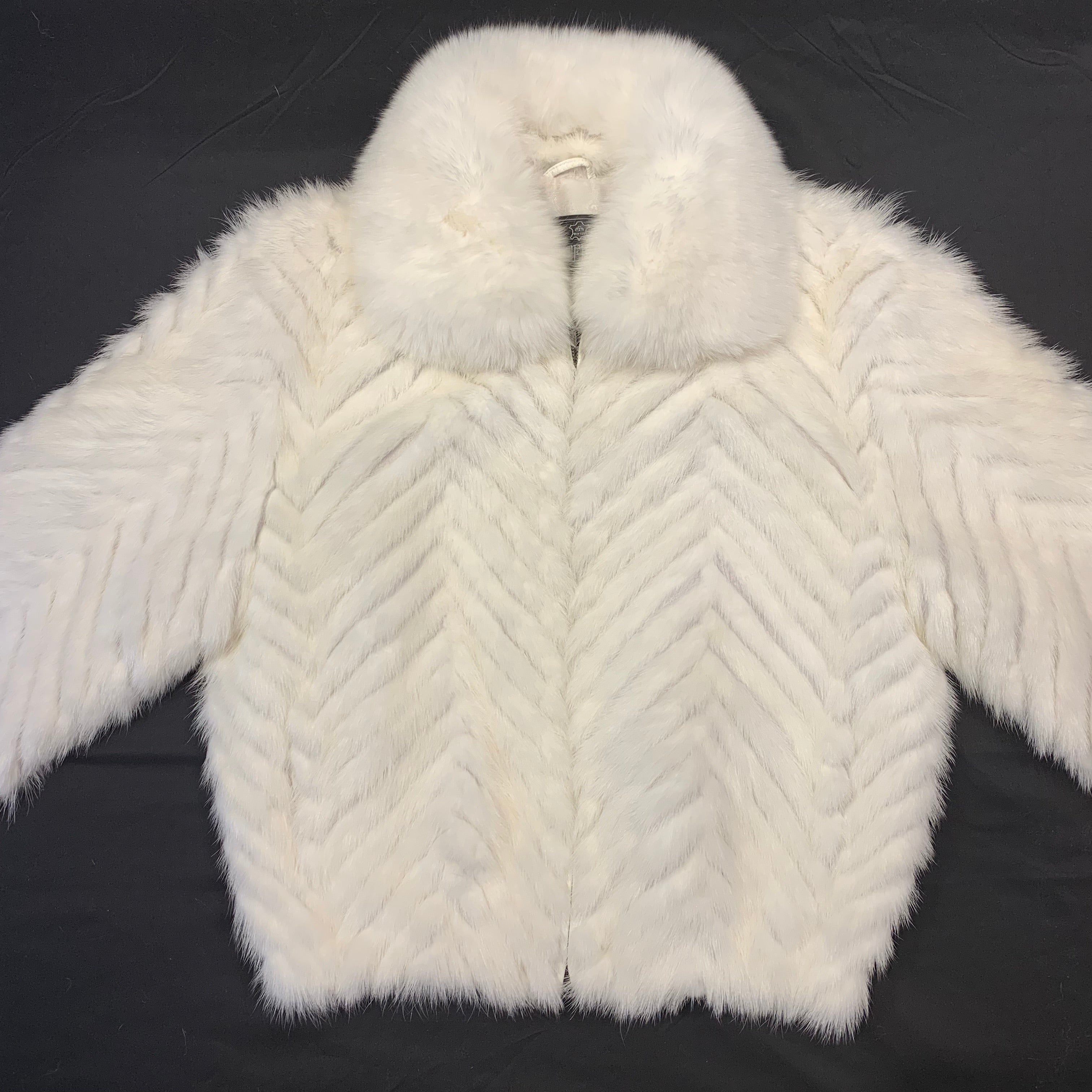 Kashani Women's White Mink Tail Fur Coat - Dudes Boutique