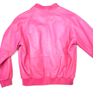 Kashani Pink Lambskin MA-1 Bomber Jacket - Dudes Boutique