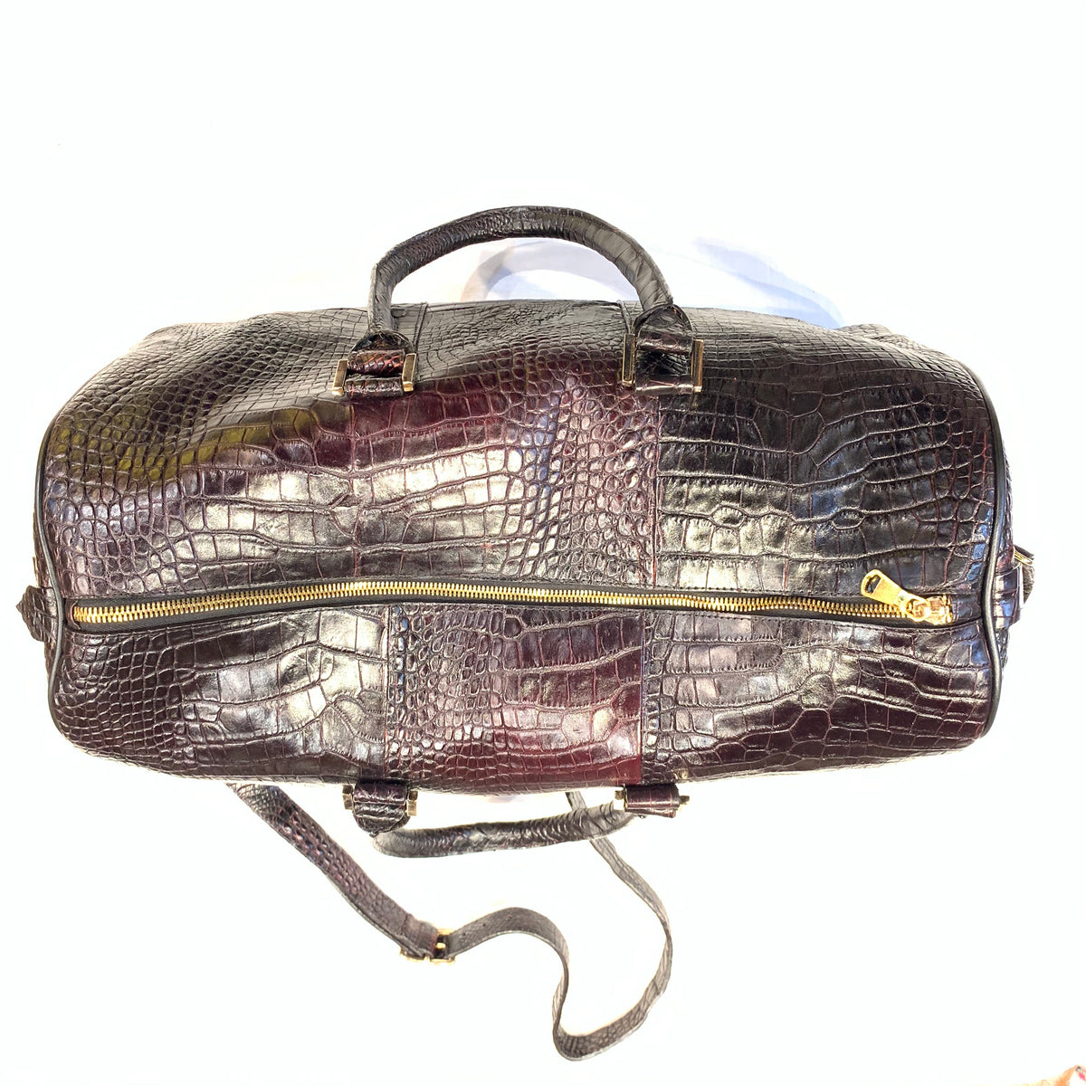 Kashani Black Cherry Full Alligator Body Duffle Bag - Dudes Boutique