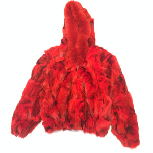 Kashani Women's Red Fox Fur Hooded Coat - Dudes Boutique