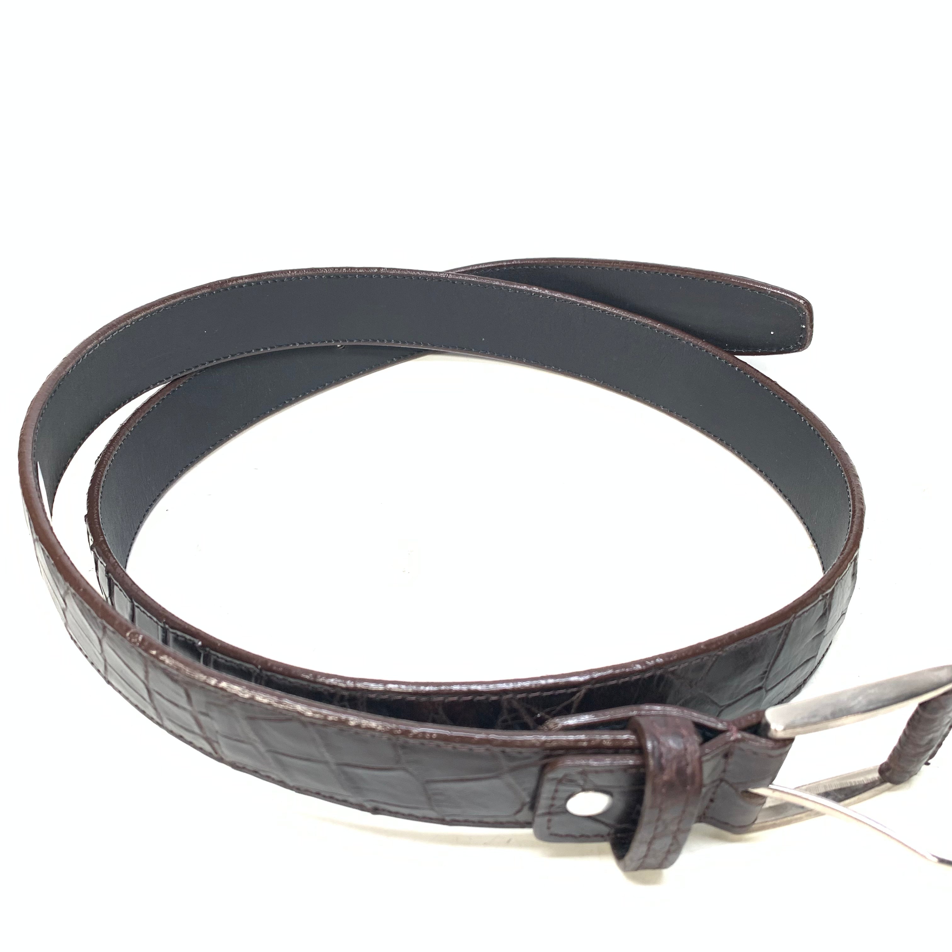 Kashani Brown Alligator Belly Belt - Dudes Boutique