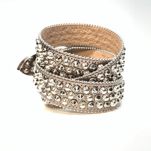 b.b. Simon 'Chrome Silver' Studded Crystal Belt - Dudes Boutique