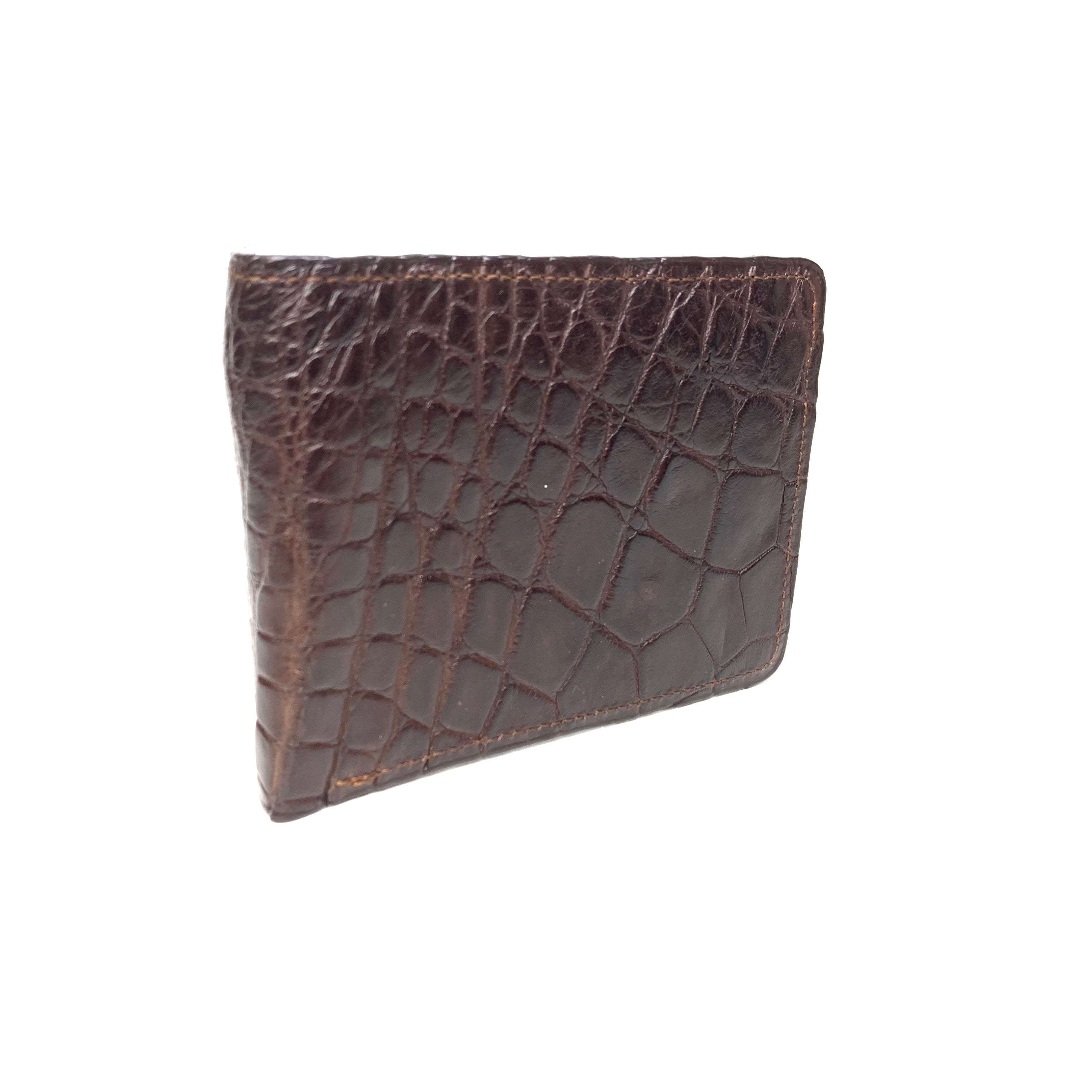 Kashani Brown Soft Alligator Belly Bi-Fold Wallet - Dudes Boutique