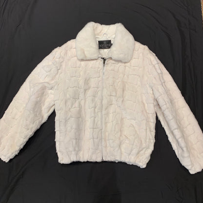 Kashani White Diamond Cut Mink Bomber Jacket - Dudes Boutique