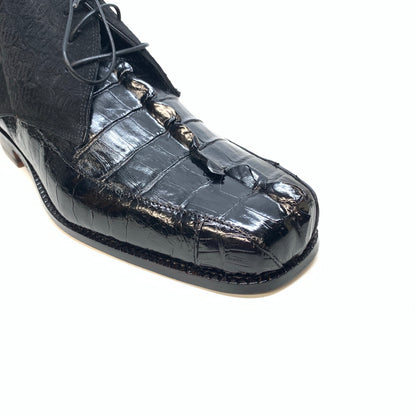 Mauri 2831 'Chicago' Black Ostrich Leg/Hornback Tail/Calf Ankle Boots - Dudes Boutique