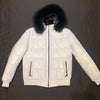 Barya NewYork White Quilted Lambskin Black Fox Fur Hooded Bomber Jacket - Dudes Boutique