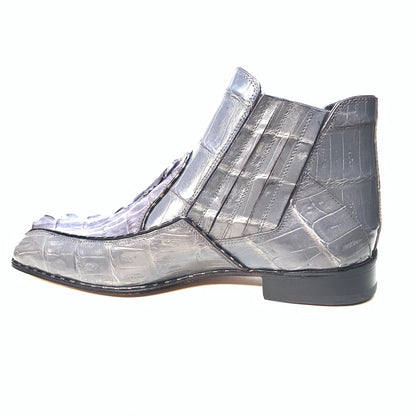 Mauri 4880 Grey Genuine Baby Crocodile / Hornback Tail Hand Painted Boots - Dudes Boutique