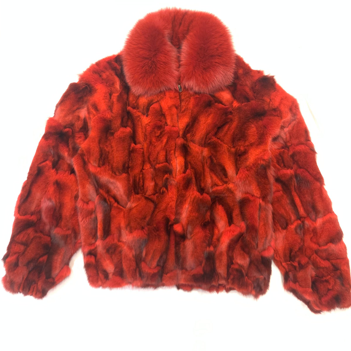 Kashani Men's Red Full Fox Fur Bomber Coat - Dudes Boutique