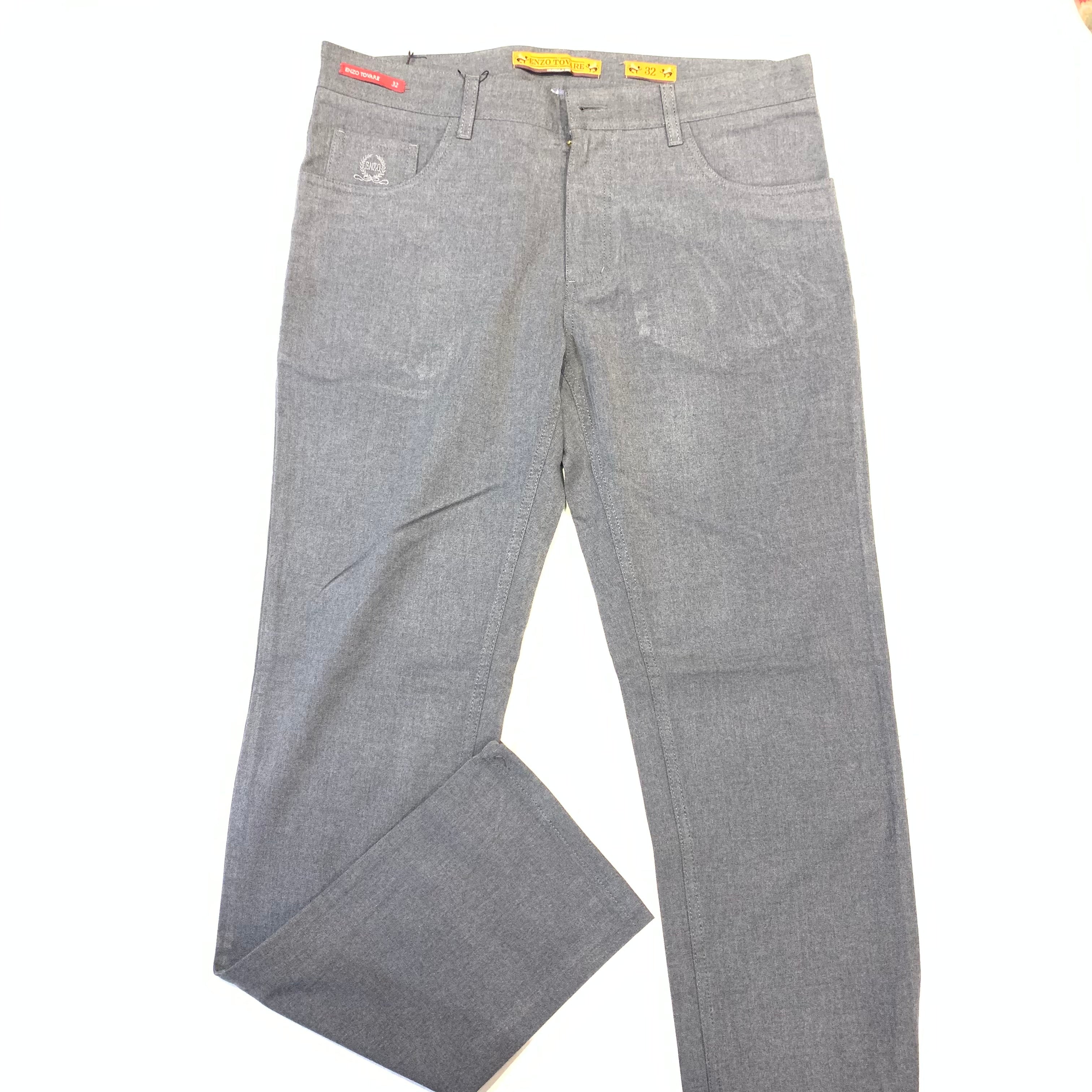 Enzo Grey LEO-12 High End Denim Trousers - Dudes Boutique