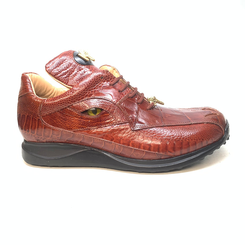 Mauri 8596 'Eye' Cognac Hornback Tail/Ostrich Leg Sneakers - Dudes Boutique
