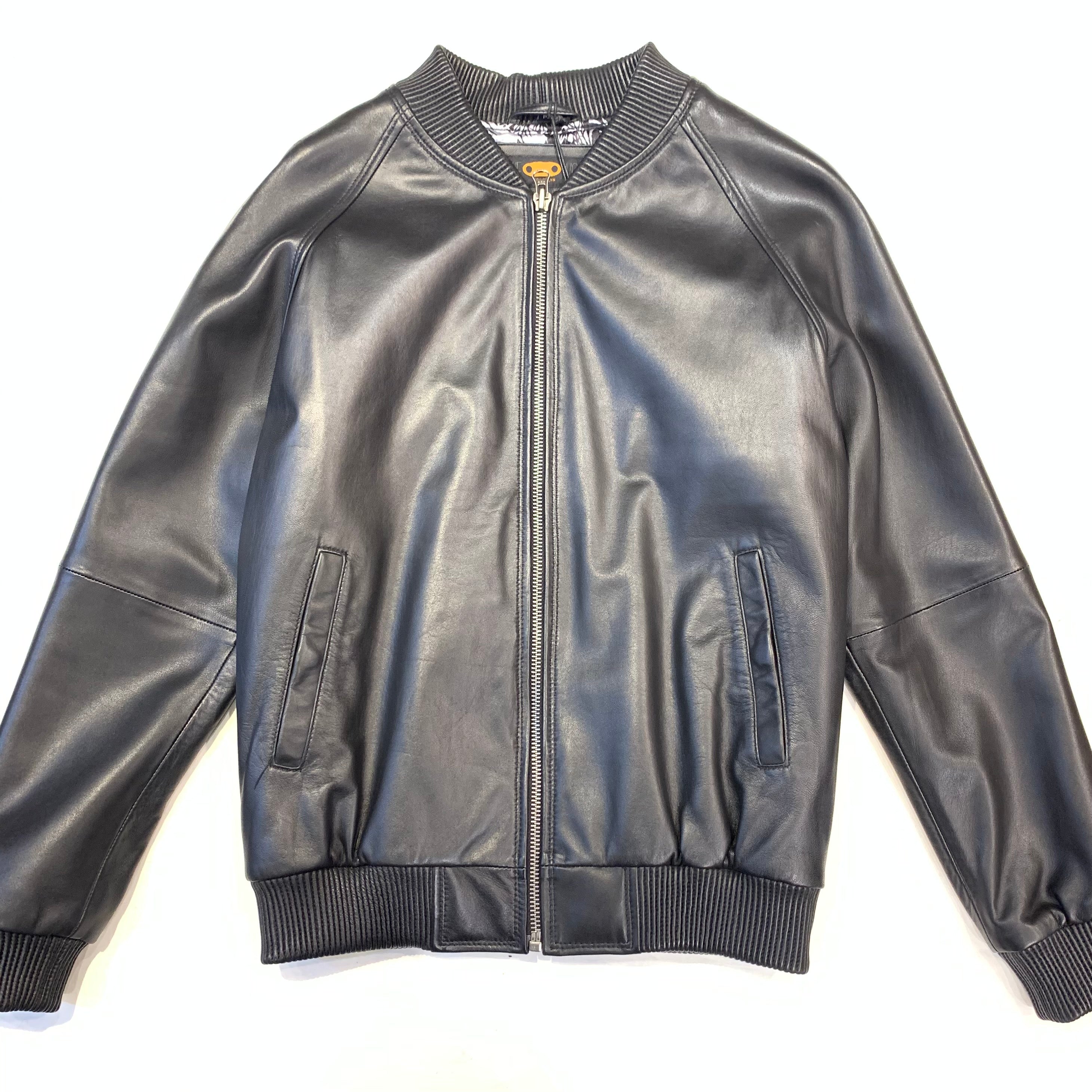 Kashani Jet Black Naked Lambskin Bomber Jacket - Dudes Boutique