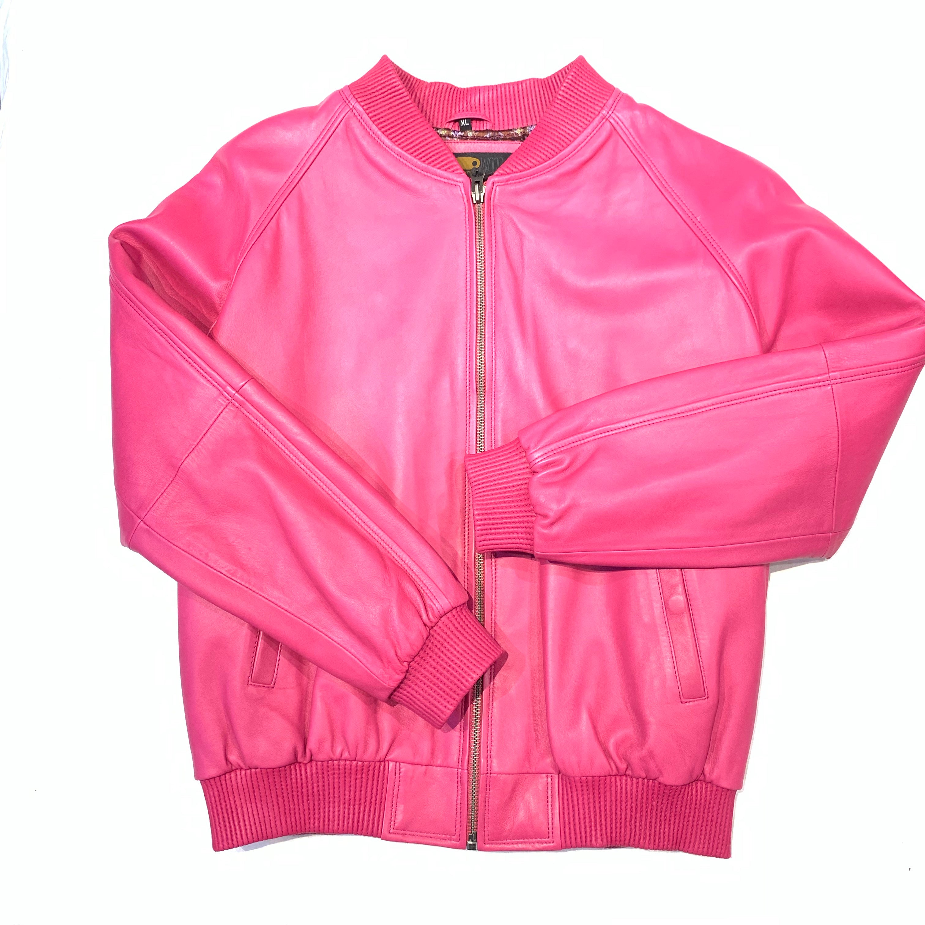 Kashani Pink Lambskin MA-1 Bomber Jacket - Dudes Boutique