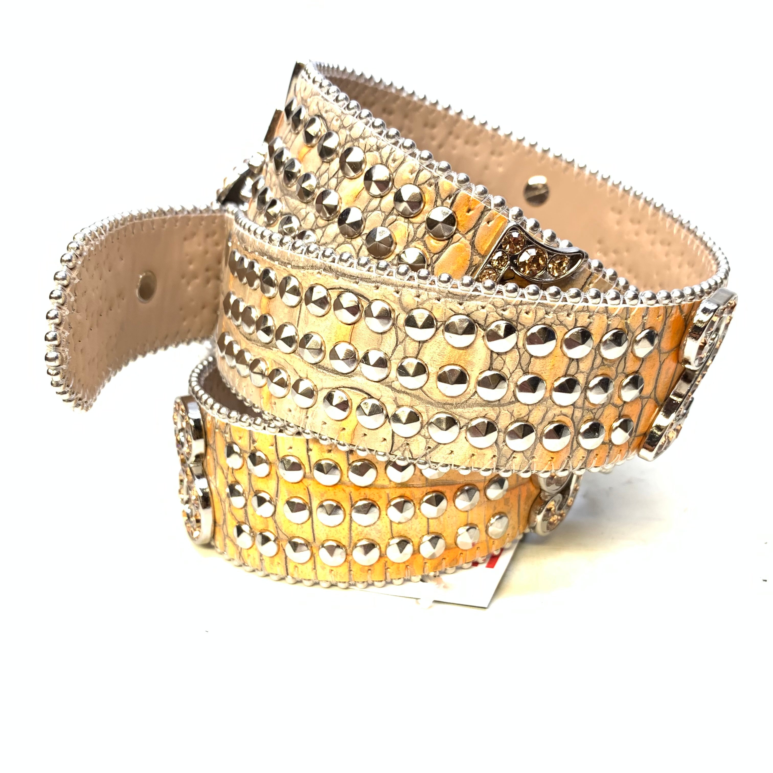 b.b. Simon "Gold Numbers" Studded Crystal Belt - Dudes Boutique