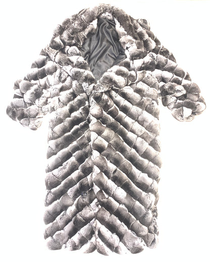 Kashani Men's 3/4 Diamond Cut Chinchilla Trench Fur Coat - Dudes Boutique