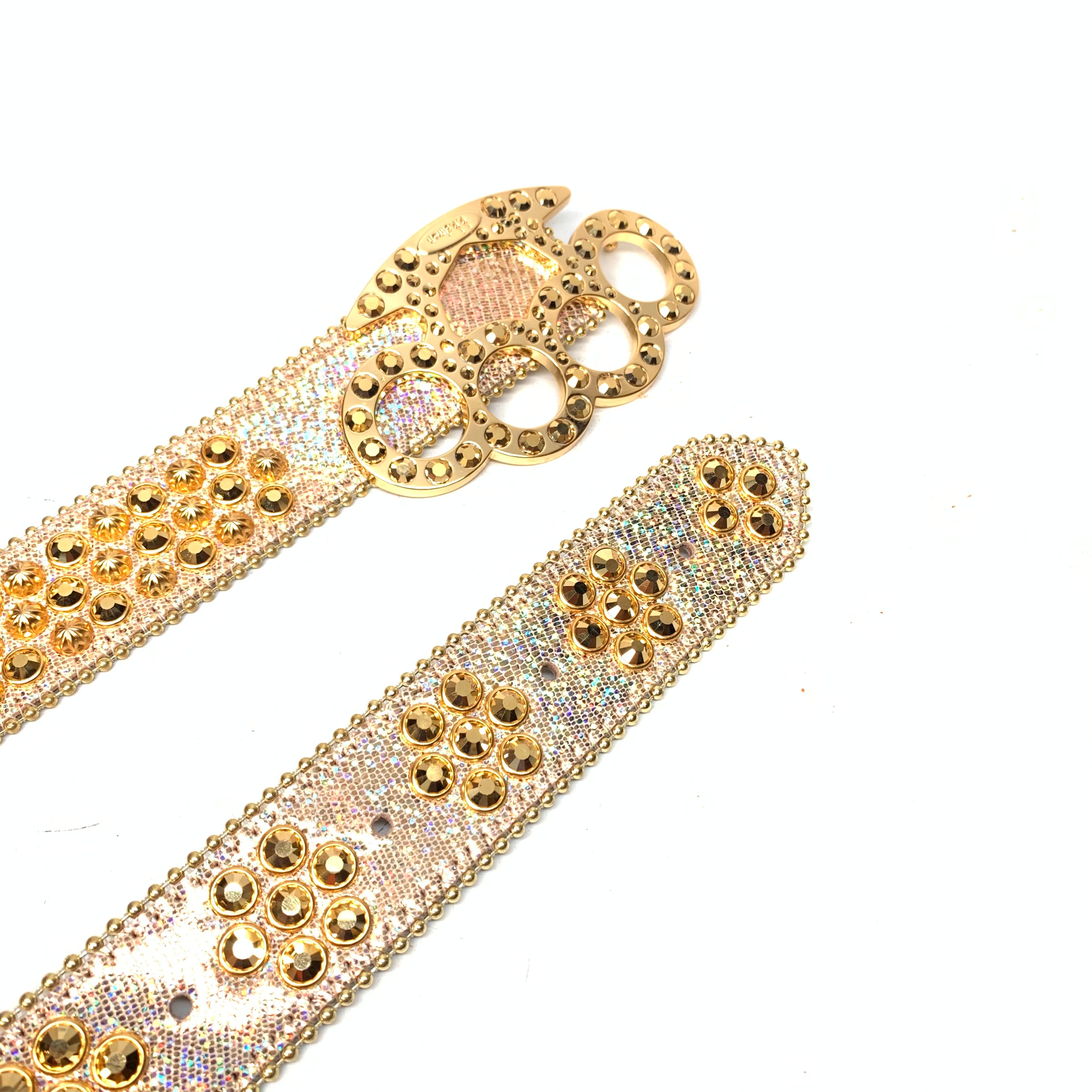 b.b. Simon Knuckle Double Gold Crystal Belt - Dudes Boutique