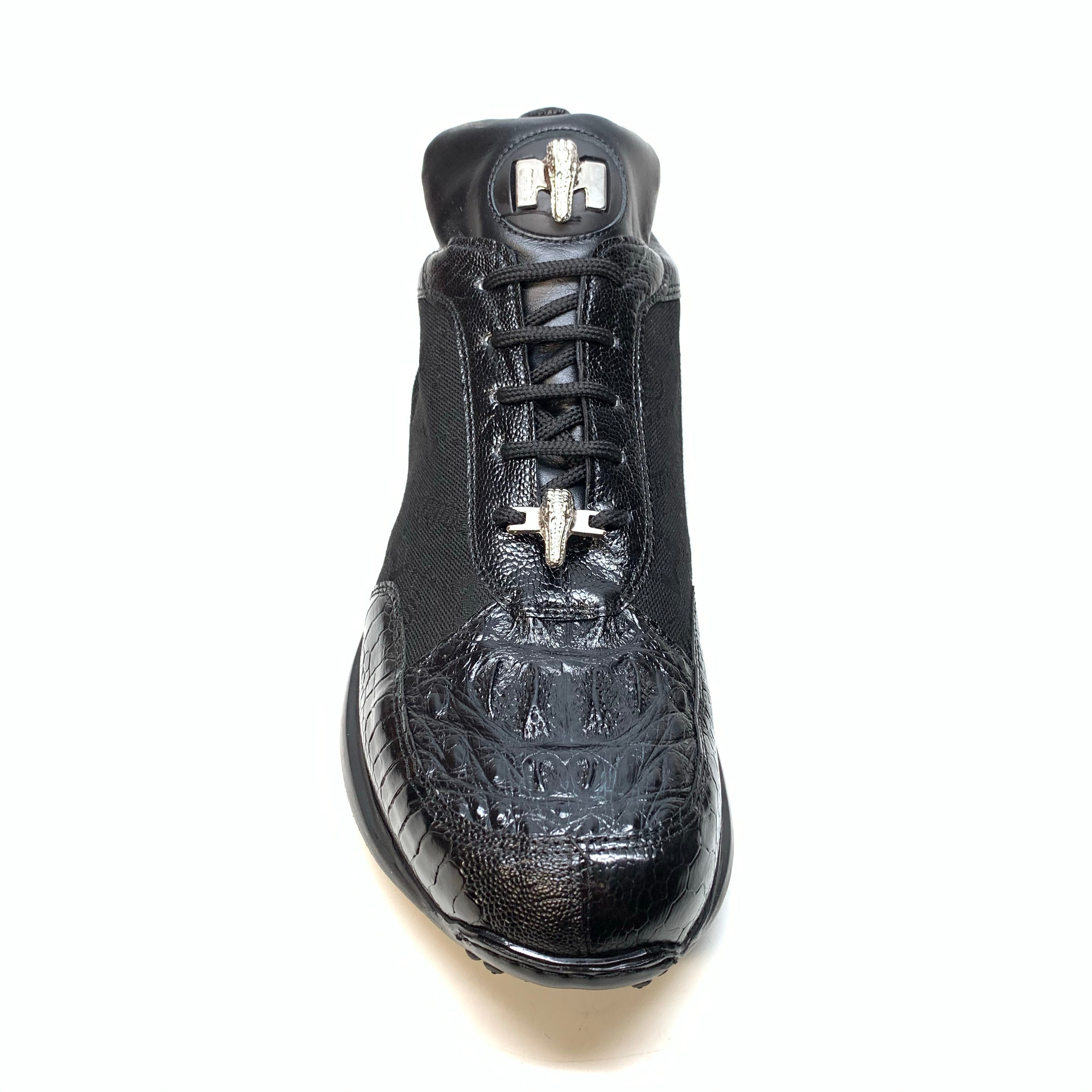 Mauri  ‘8741/2’ Black Alligator/Ostrich Leg Sneakers - Dudes Boutique