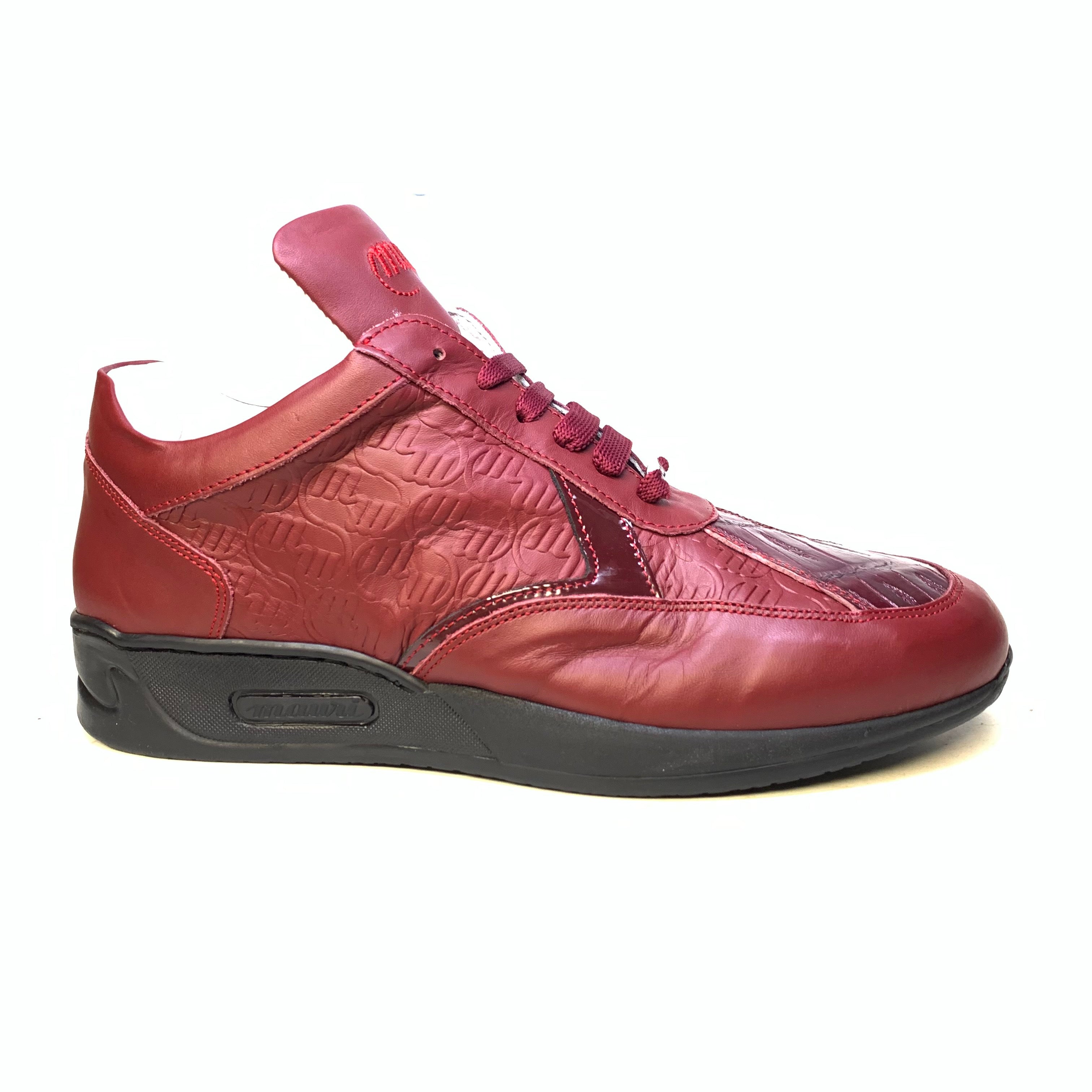 Mauri M770 Wine Burgundy Crocodile Sneakers - Dudes Boutique