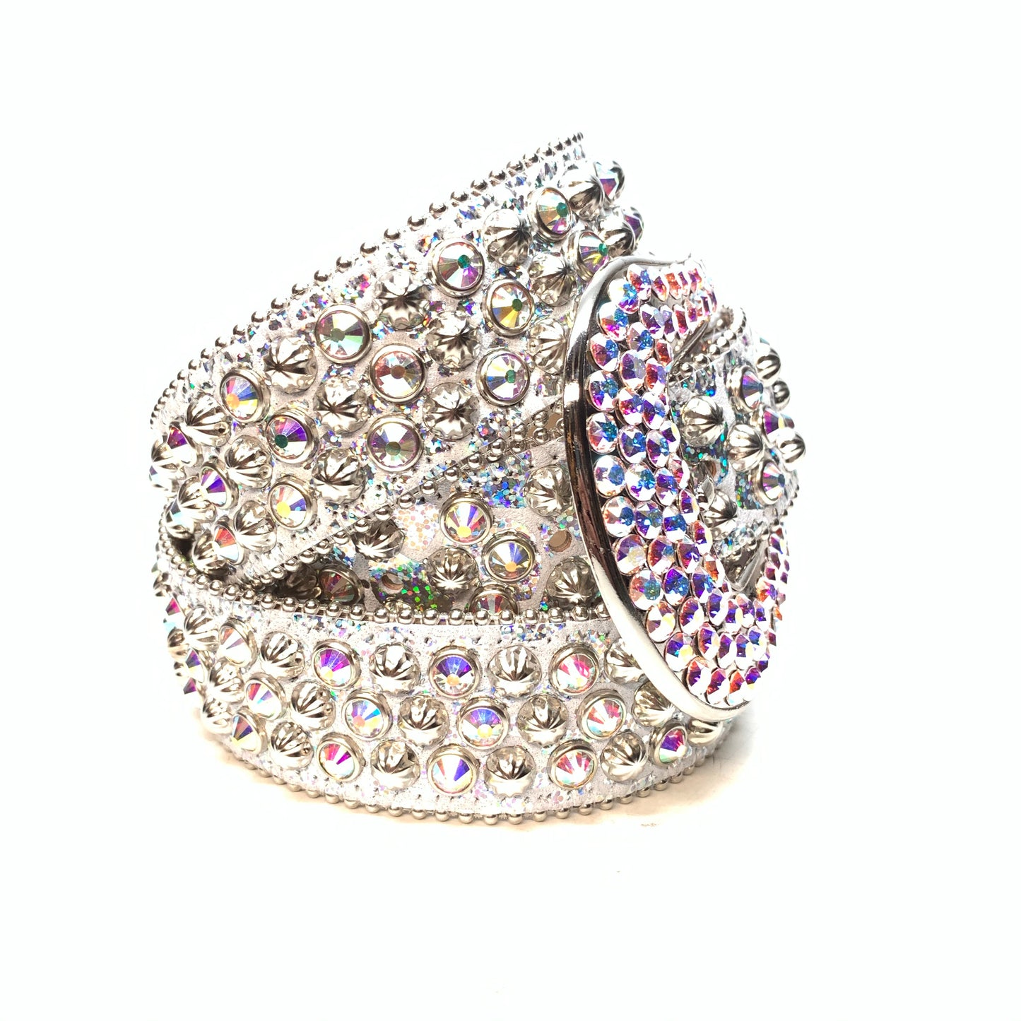 b.b. Simon 'Chrome Milk' Studded Crystal Belt - Dudes Boutique
