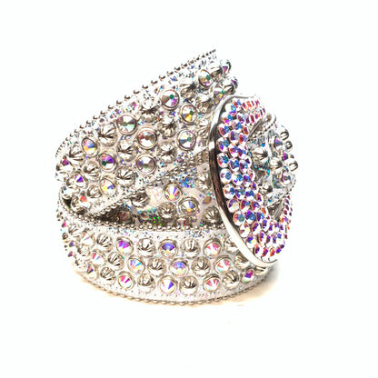 b.b. Simon 'Chrome Milk' Studded Crystal Belt - Dudes Boutique