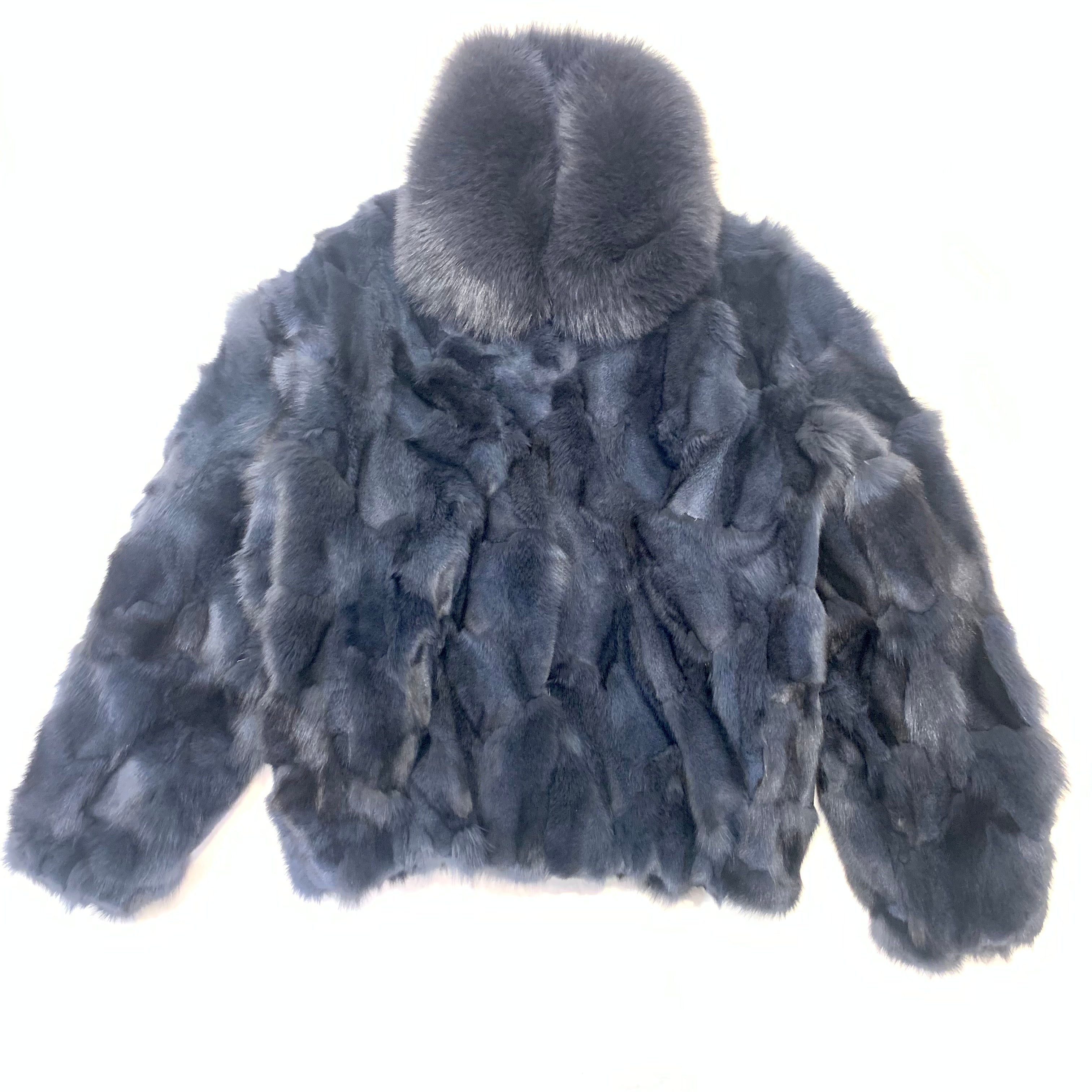 Kashani Men's Charcoal Grey Full Fox Fur Bomber Coat - Dudes Boutique