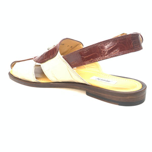 Mauri 5071 Cream/Gold Baby Crocodile Sandals - Dudes Boutique