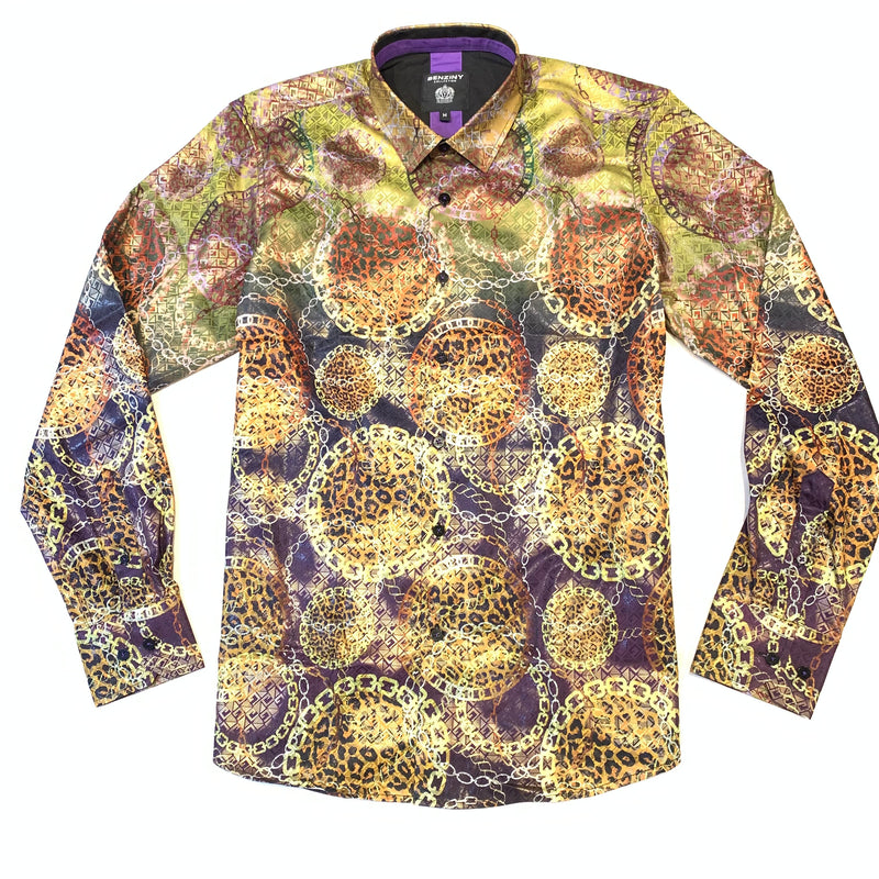 BENZINY Men's Multi Color Chained Gateway Button Shirts - Dudes Boutique