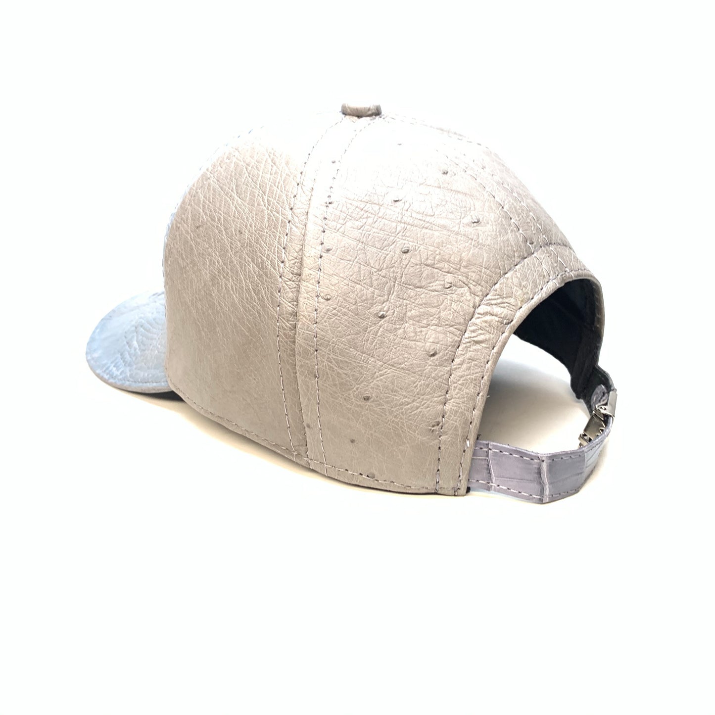 Kashani Cloud Blue Grey Alligator & Ostrich Quill StrapBack Hat - Dudes Boutique