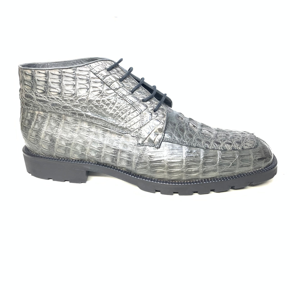 Los Altos Gray Horn-back Crocodile Ankle Boots - Dudes Boutique
