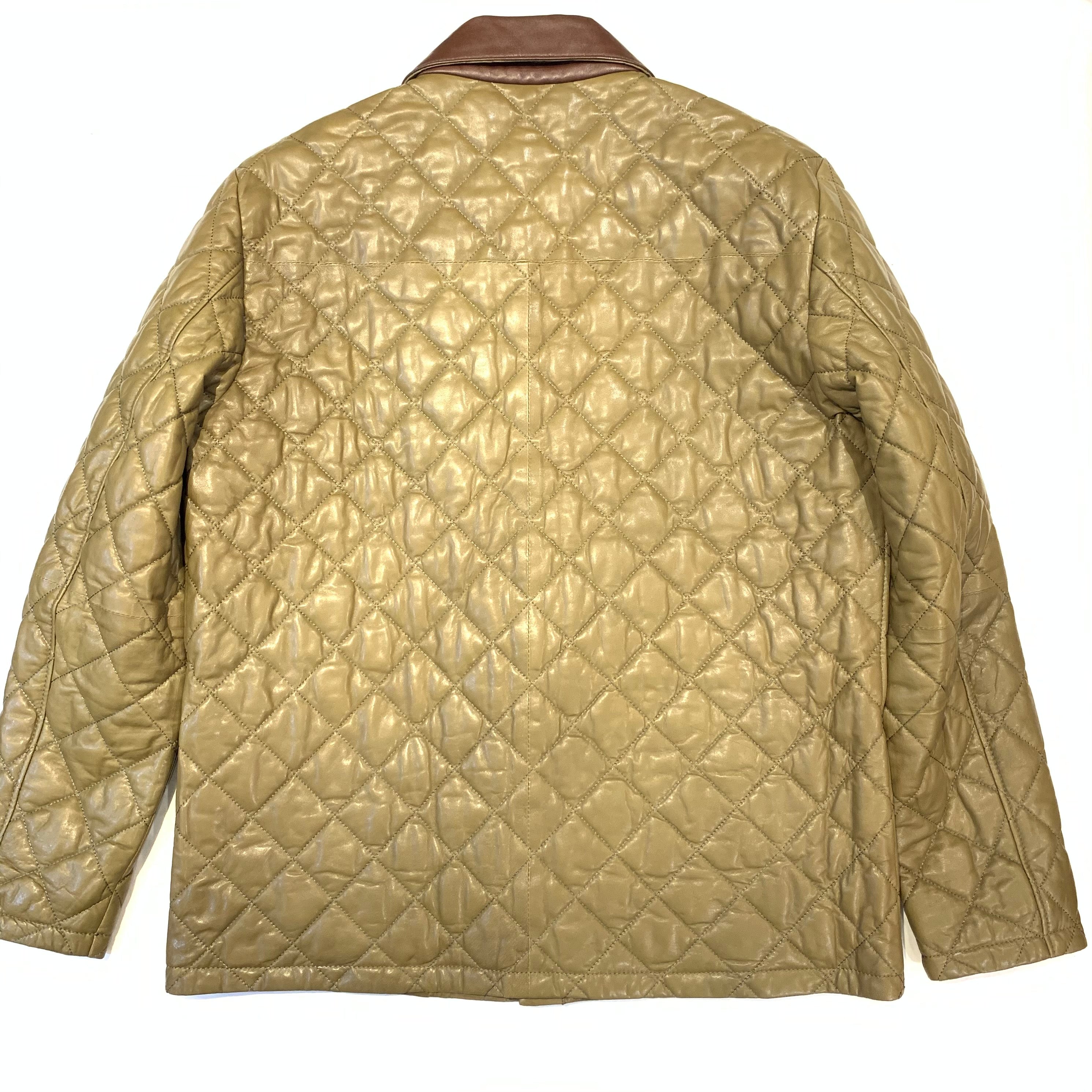 Barya NewYork British Quilted Olive Brown Lambskin Jacket - Dudes Boutique