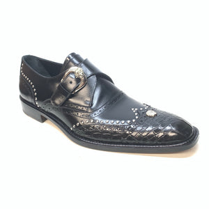 Mauri 3051 Black Alligator Studded Monk Strap Dress Shoes - Dudes Boutique