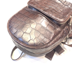 Kashani Chocolate Brown All-Over Alligator Backpack - Dudes Boutique