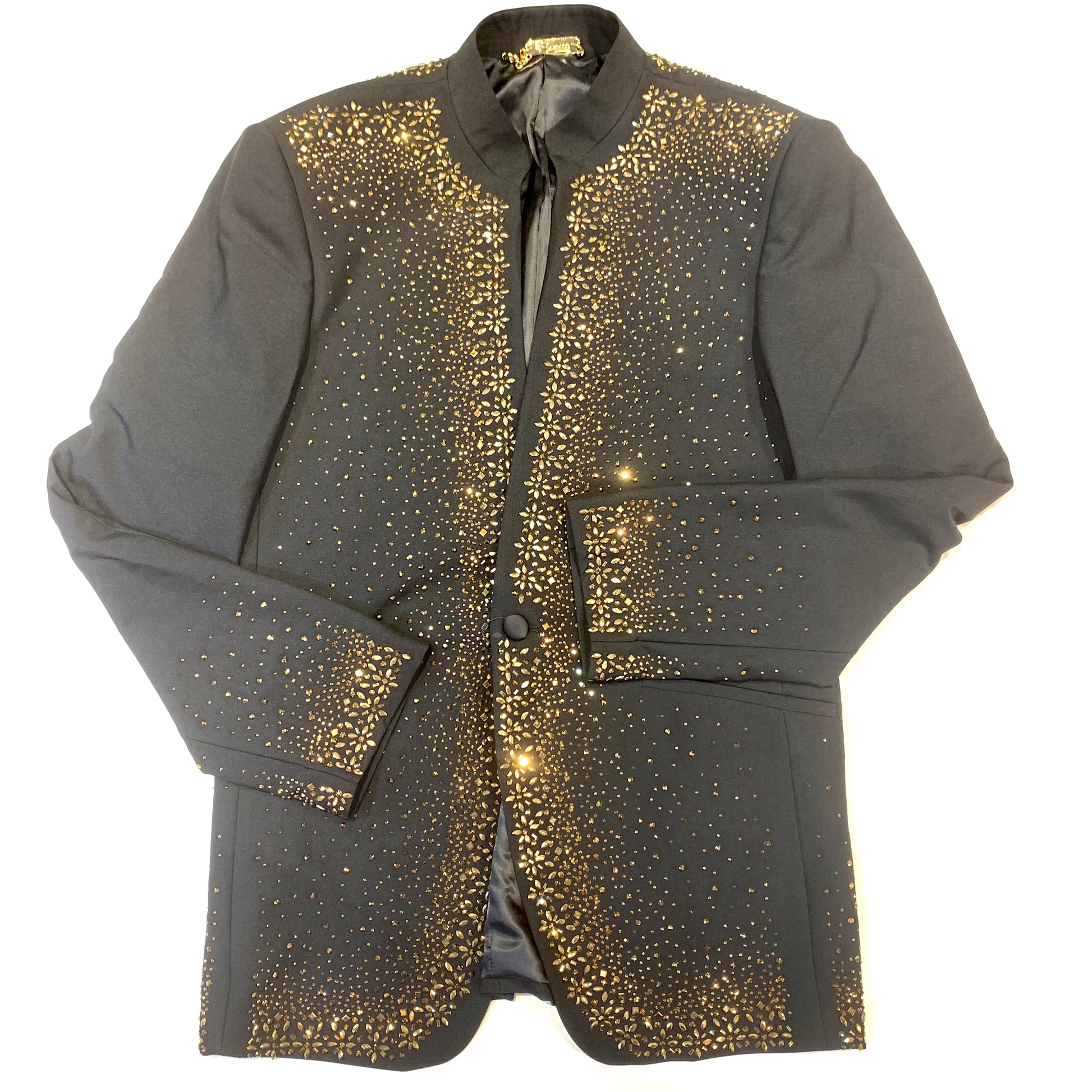 Barocco Men's  Black  Gold Fully Loaded Crystal Blazer - Dudes Boutique