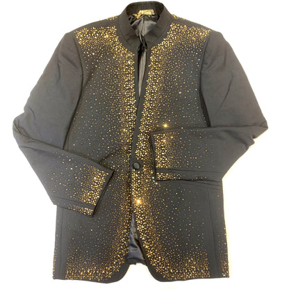 Barocco Men's  Black  Gold Fully Loaded Crystal Blazer - Dudes Boutique