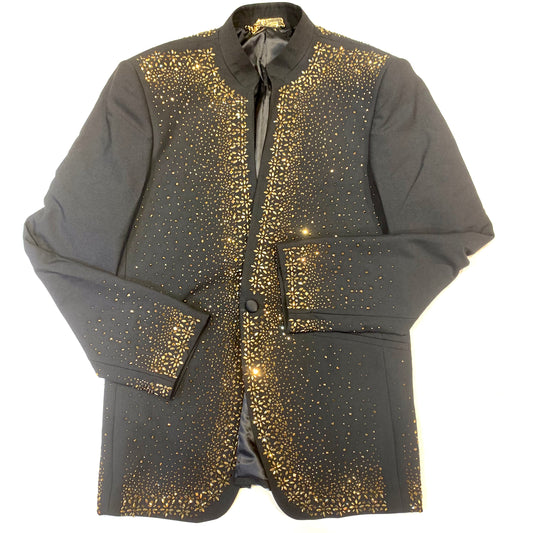 Barocco Men's  Black  Gold Fully Loaded Crystal Blazer - Dudes Boutique