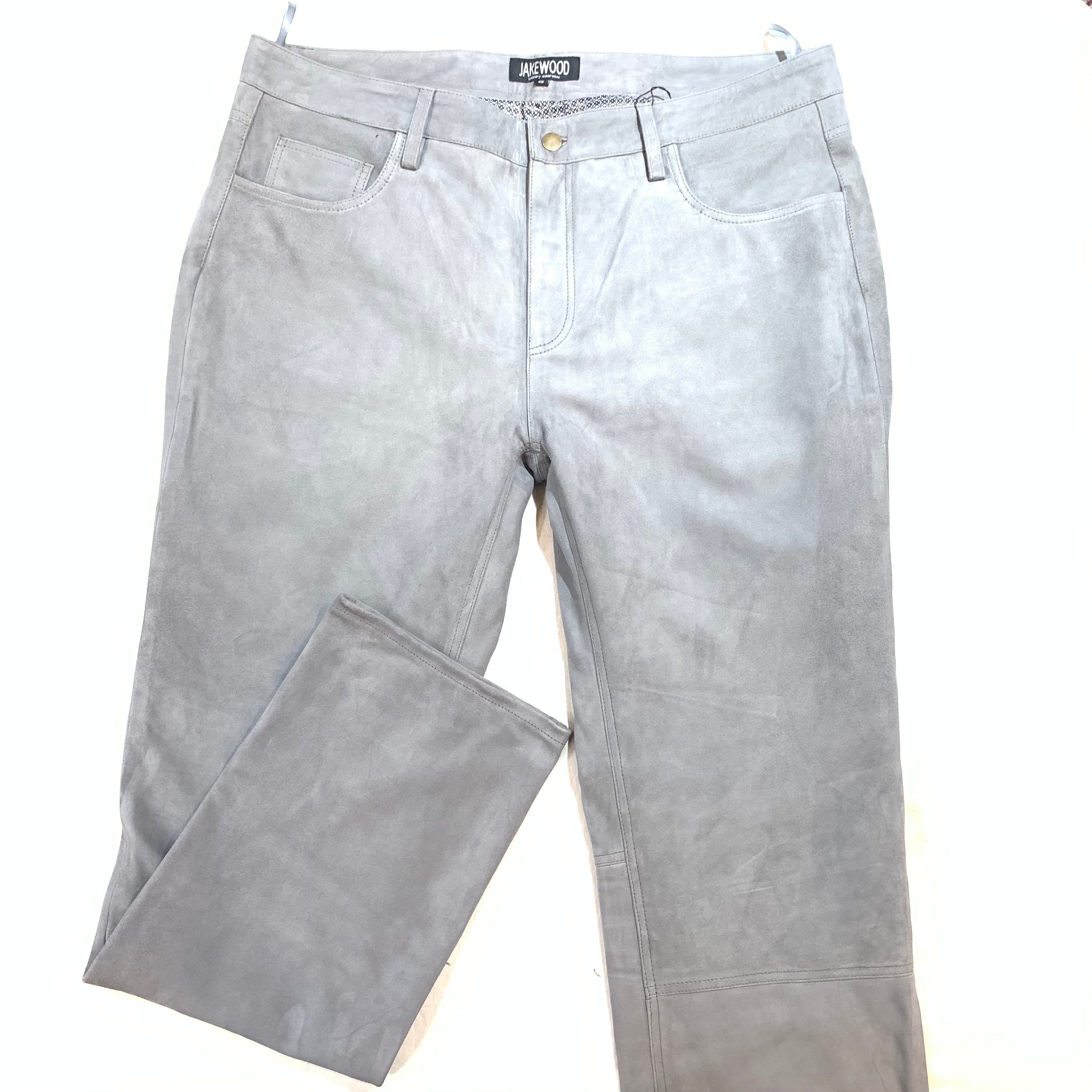 Kashani Men's Grey Suede Straight Cut Pants - Dudes Boutique