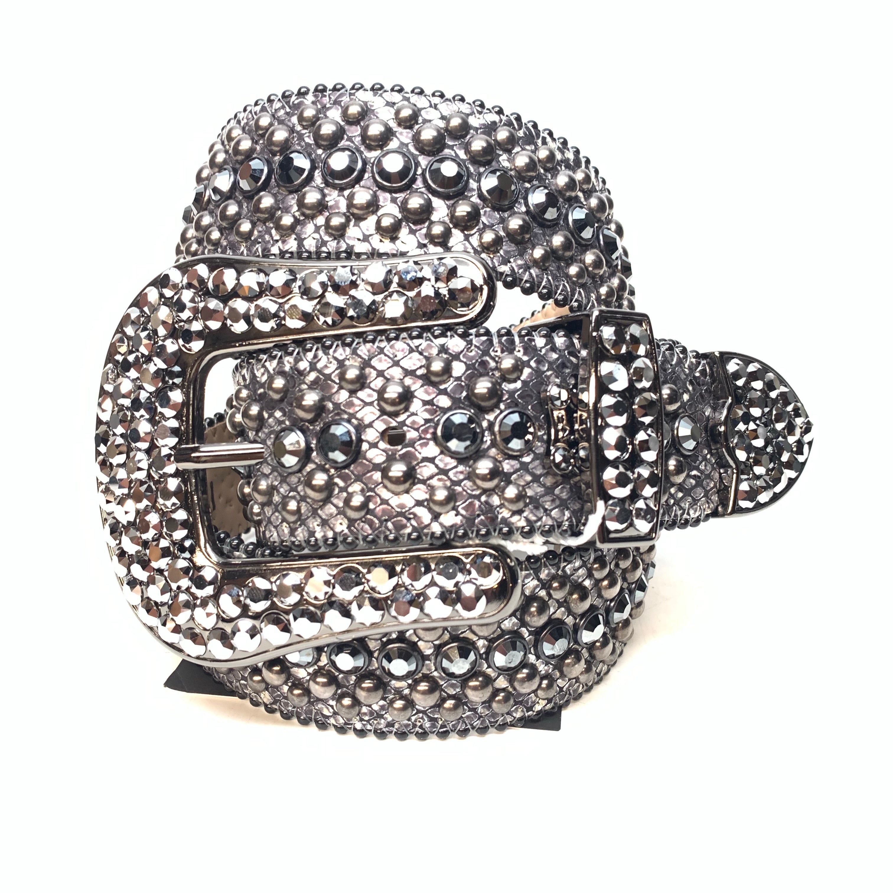 b.b. Simon chrome fully loaded swarovski crystal belt - Dudes Boutique