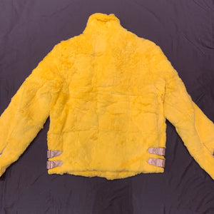 Kashani Canary Yellow Rabbit Biker Jacket - Dudes Boutique