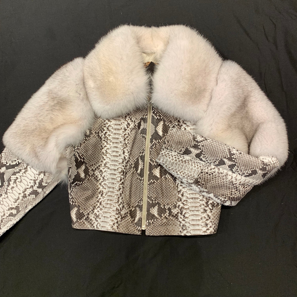 Kashani Ladies Arctic Fox White Python Jacket - Dudes Boutique