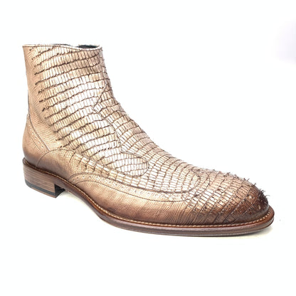Jo Ghost Oryx Brown Embossed Lizard Zipper Ankle Boots - Dudes Boutique